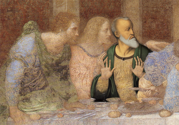 最後の晩餐　アンデレ　緑のマントの復元